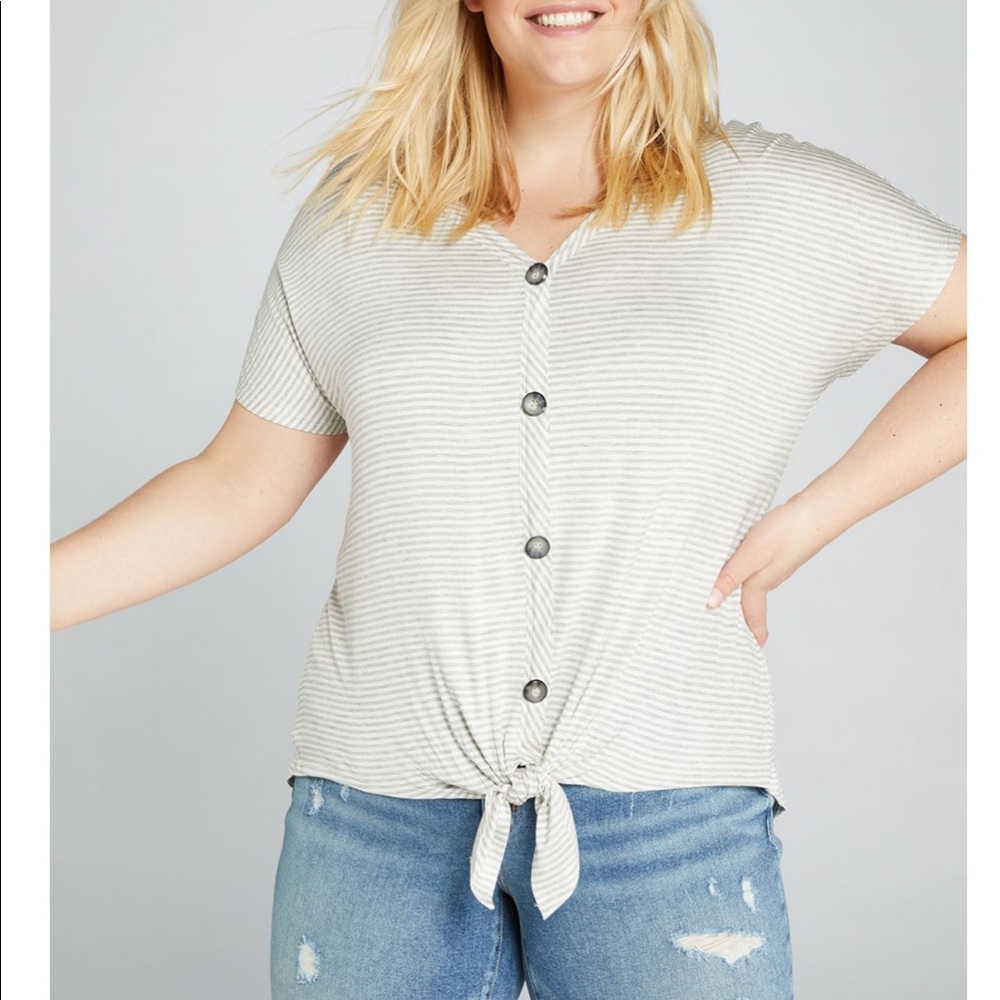 NEW, NEVER WORN. Striped button front